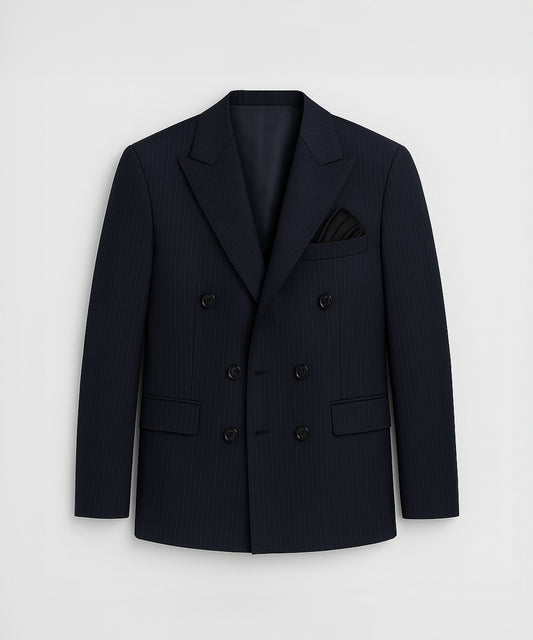 Double-Breasted Striped Tailored Fit Blazer