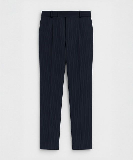 Classic Single-Pleated Striped Trousers