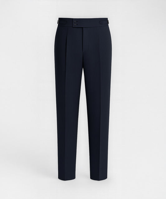 Side Adjuster Single-Pleated Striped Trousers