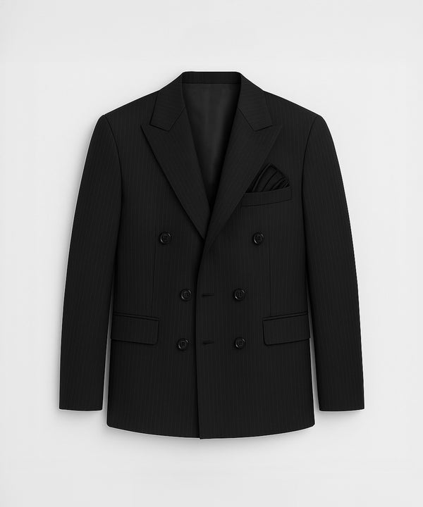 Double-Breasted Striped Tailored Fit Blazer