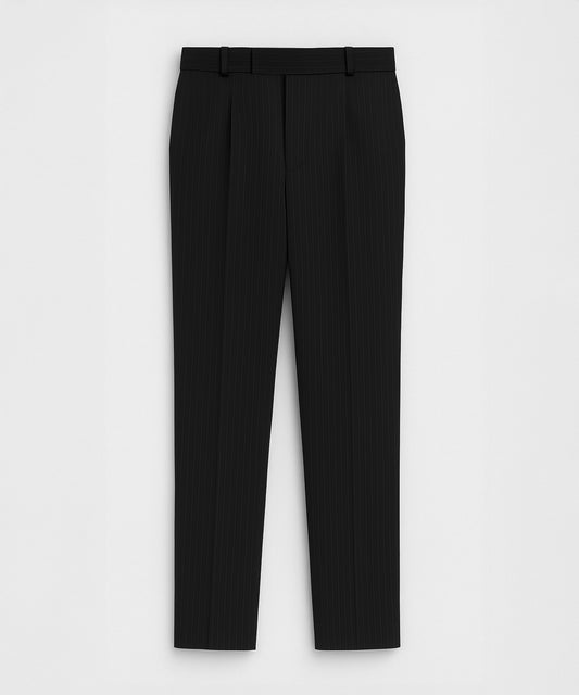 Classic Single-Pleated Striped Trousers