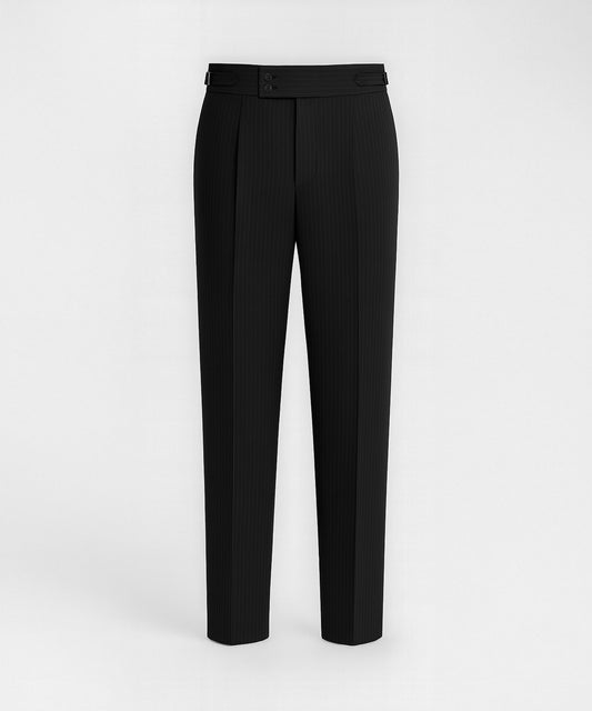 Side Adjuster Single-Pleated Striped Trousers