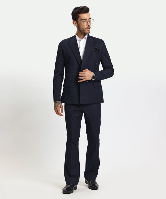Double-Breasted Striped Tailored Fit Suit